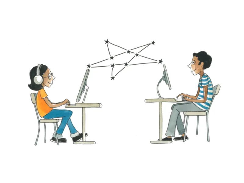 Two learners mapping a constellation together