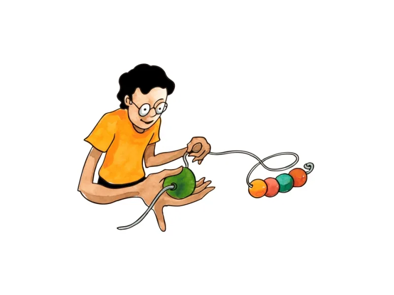 A child exploring plants with a magnifying glass